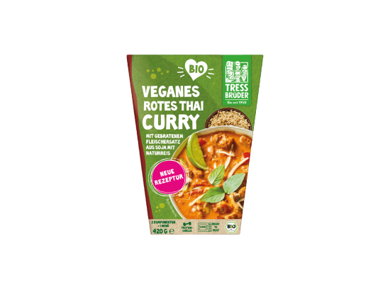 Tress Brüder Veganes Bio Rotes Thai Curry mit Soja und Reis 420g